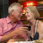 couple enjoying a restaurant meal together