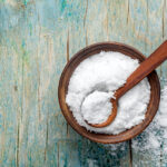 coarse salt in wooden bowl