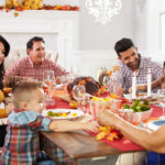 Thanksgiving family meal at the table