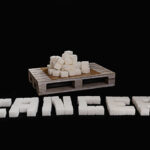 Sugar cubes spelling out the word cancer