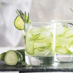 Glasses filled with cucumber infused water