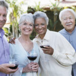 Friends drinking wine together